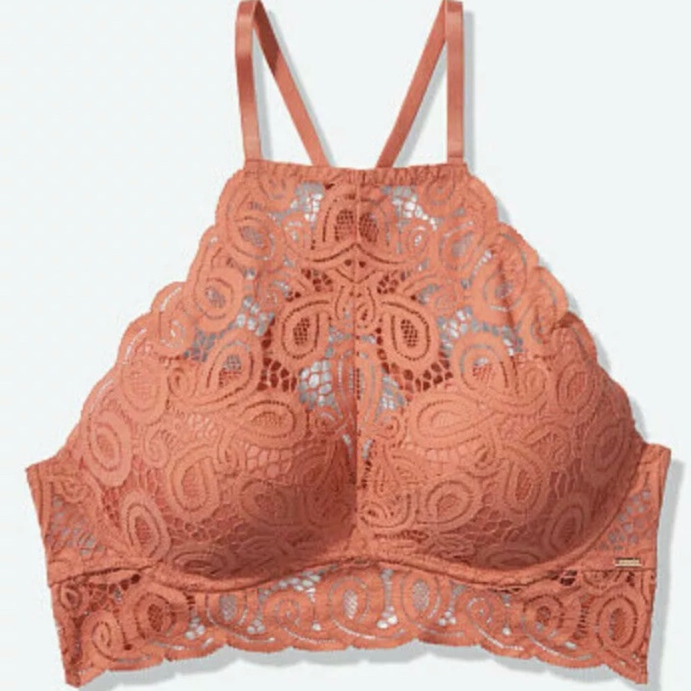 PINK VS PUSH UP HIGH NECK CROCHET LACE BRALETTE